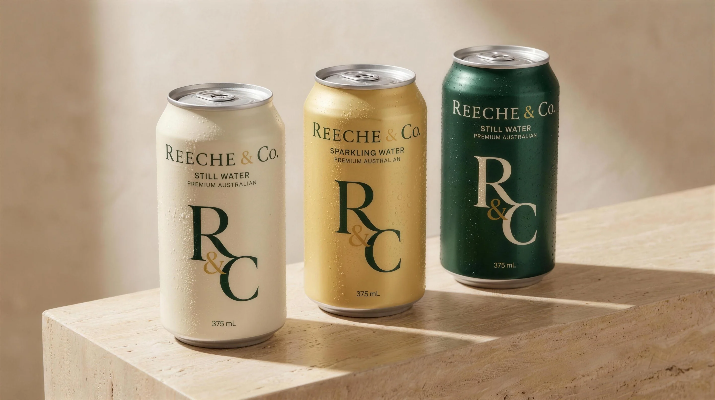 Three REECHE & CO. 375 mL can concept designs